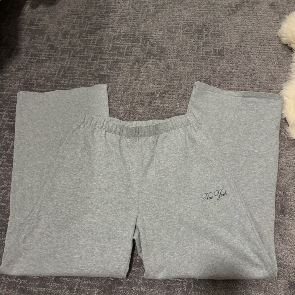 100% Cotton Gray Lounge Wide Leg Sweatpants